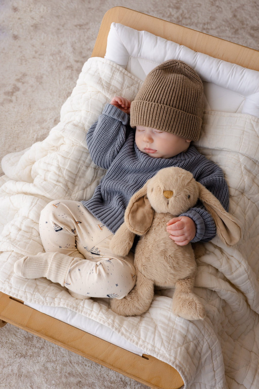 Legging en coton biologique pour enfants (naissance-6 ans) avec imprimé de voiliers nautiques et ceinture élastique