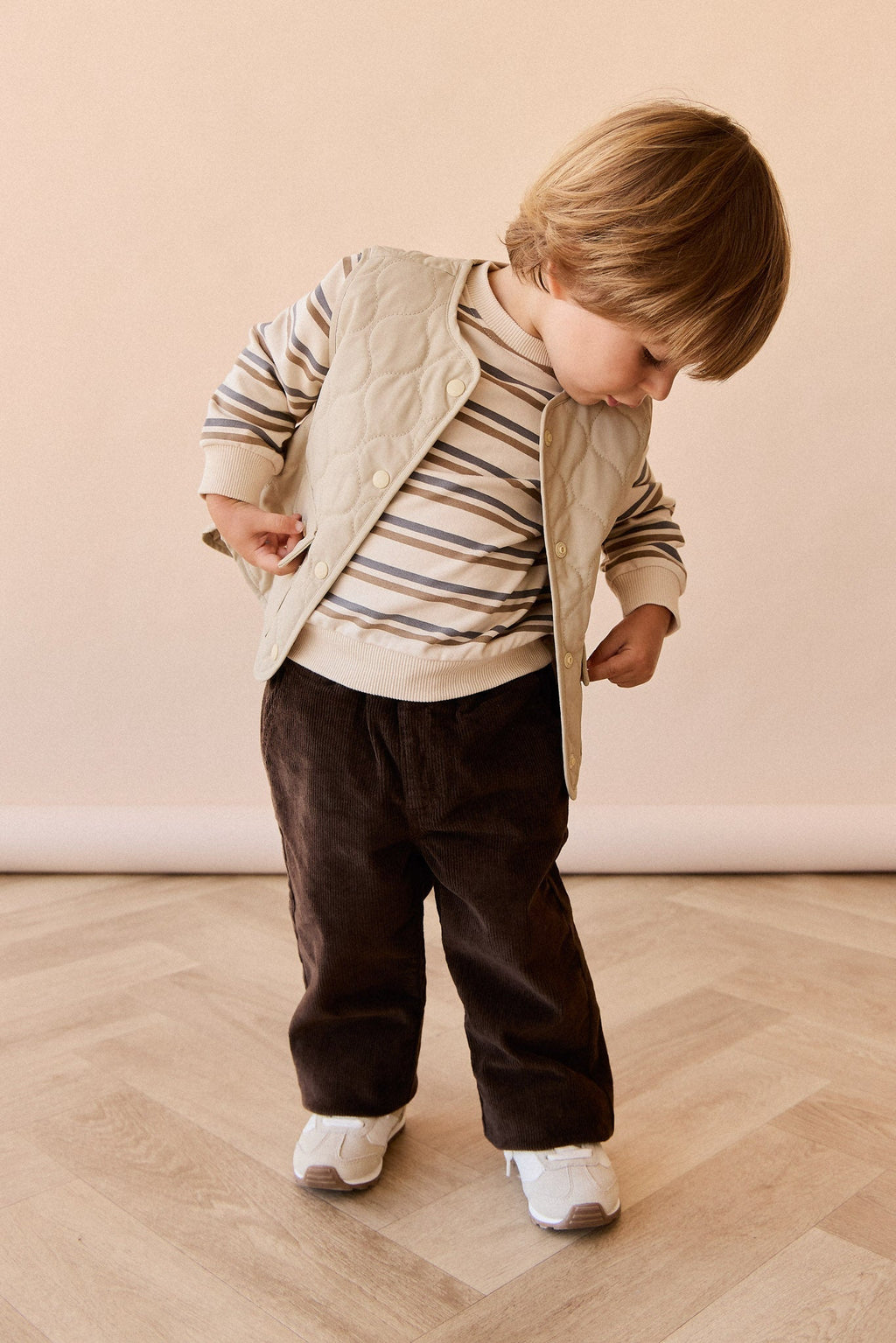 Pull Surdimensionné en Coton Bio avec Rayures Mer du Nord, Ouverture Boutons Pression pour Enfants 6M–8A