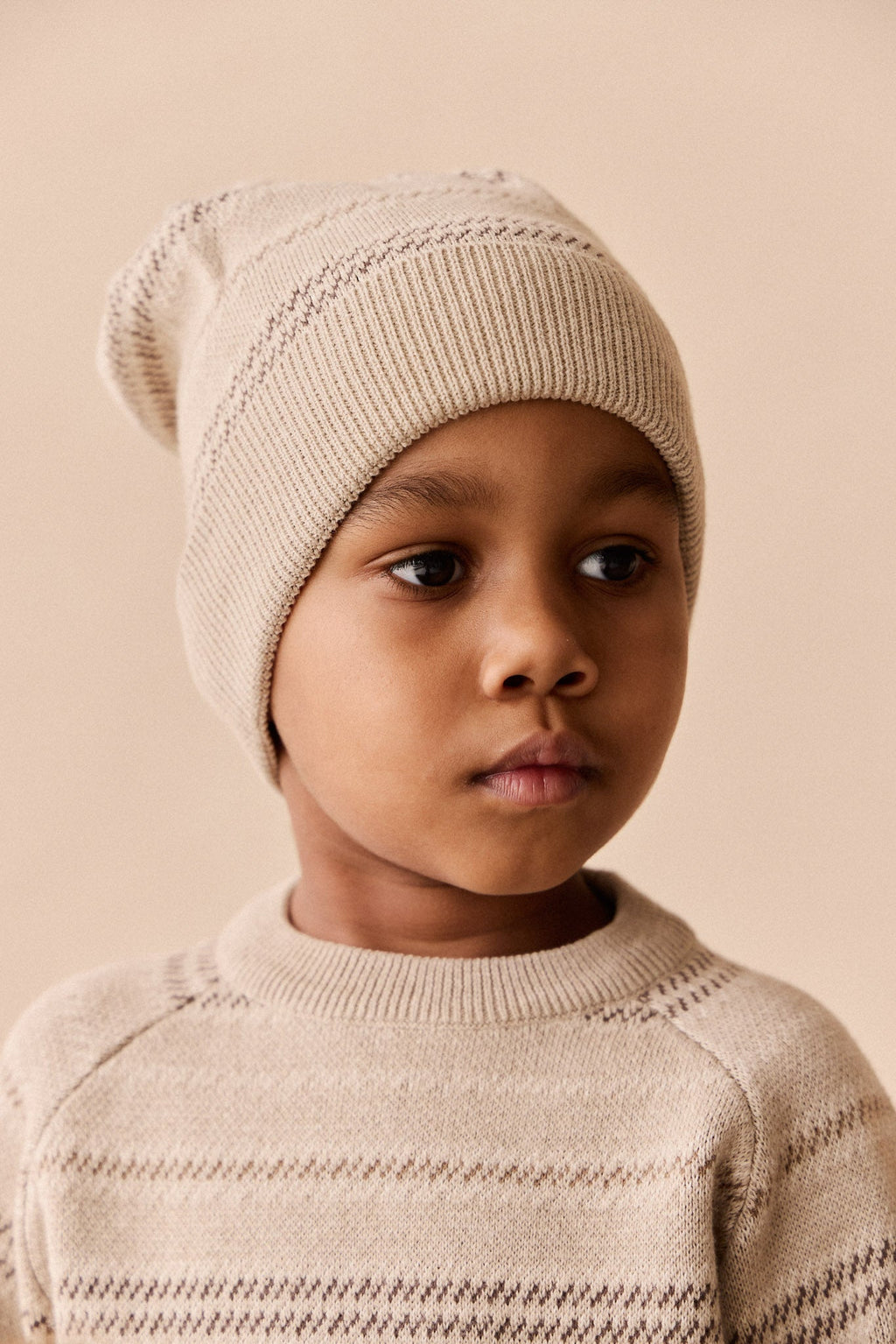 Bonnet classique en maille rayée, 100 % coton, confortable et respirant pour bébés et enfants