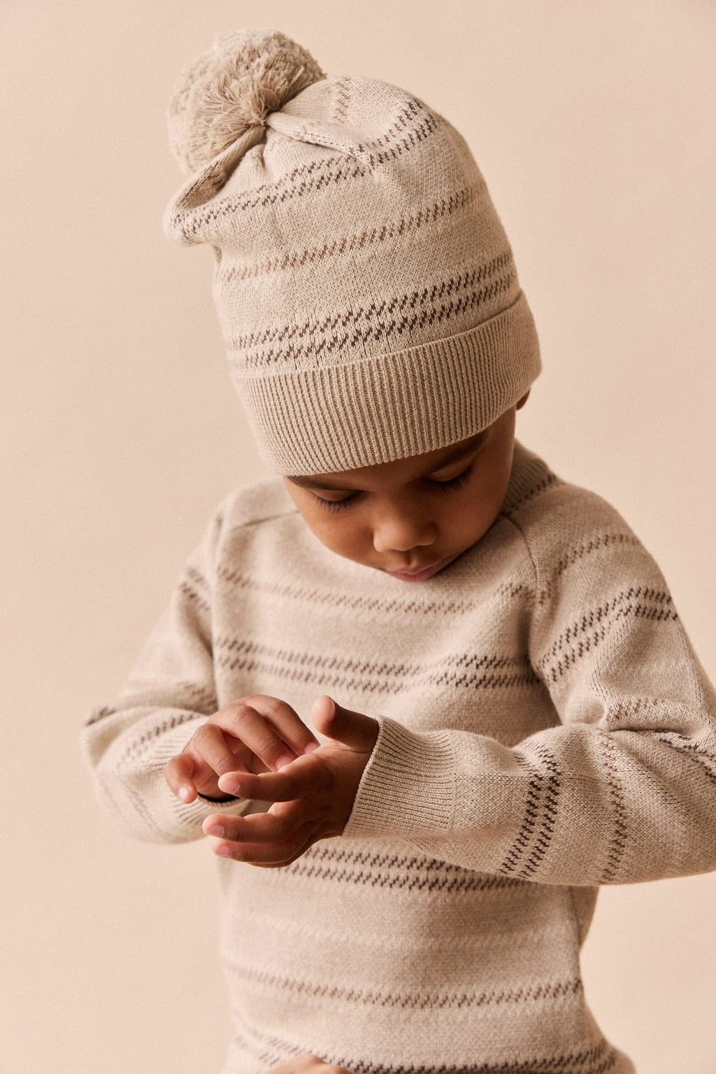 Bonnet classique en maille rayée, 100 % coton, confortable et respirant pour bébés et enfants