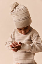 Bonnet classique en maille rayée, 100 % coton, confortable et respirant pour bébés et enfants