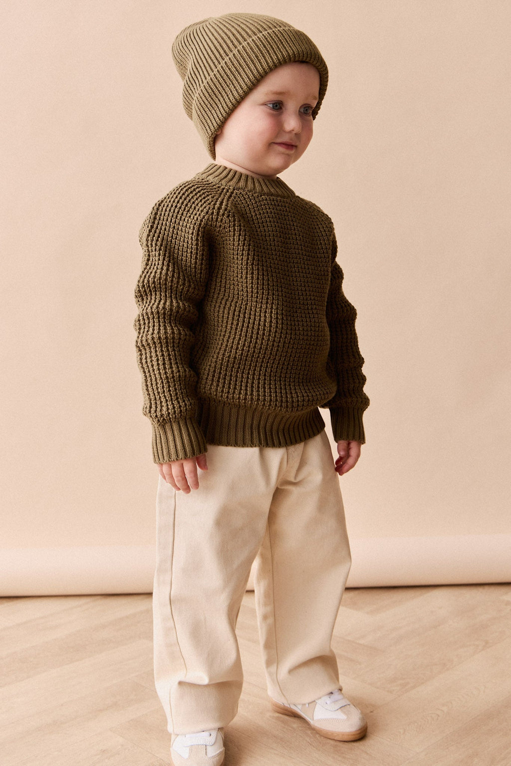 Pantalon décontracté en coton uni avec taille élastique et accessoires sans nickel pour enfants de 6 mois à 8 ans