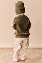 Pantalon décontracté en coton uni avec taille élastique et accessoires sans nickel pour enfants de 6 mois à 8 ans