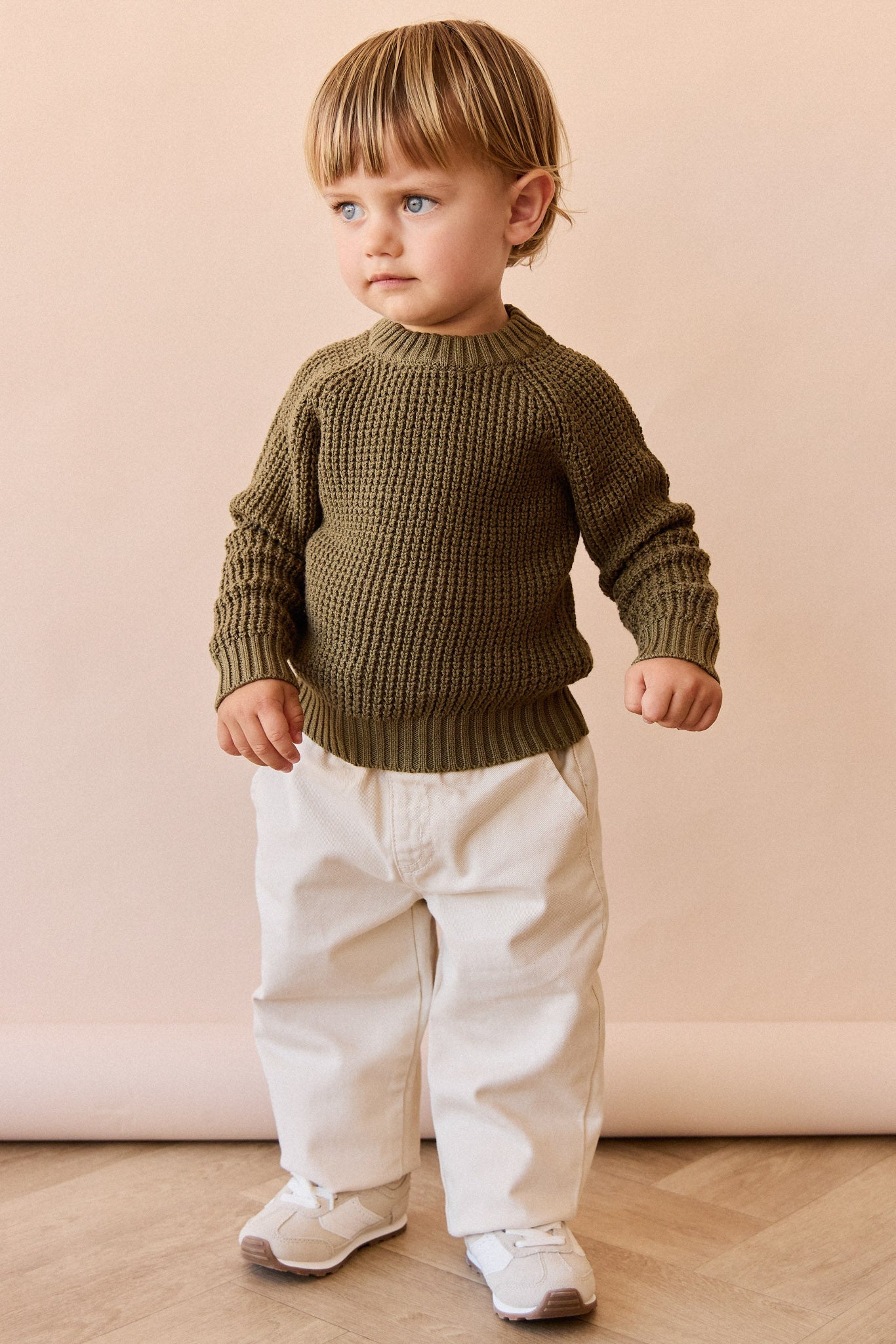 Pantalon décontracté en coton uni avec taille élastique et accessoires sans nickel pour enfants de 6 mois à 8 ans