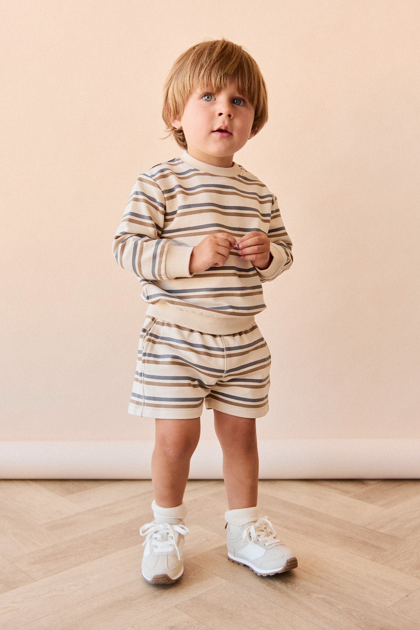 Pull Surdimensionné en Coton Bio avec Rayures Mer du Nord, Ouverture Boutons Pression pour Enfants 6M–8A