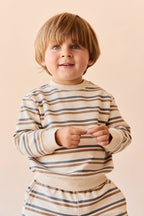 Pull Surdimensionné en Coton Bio avec Rayures Mer du Nord, Ouverture Boutons Pression pour Enfants 6M–8A