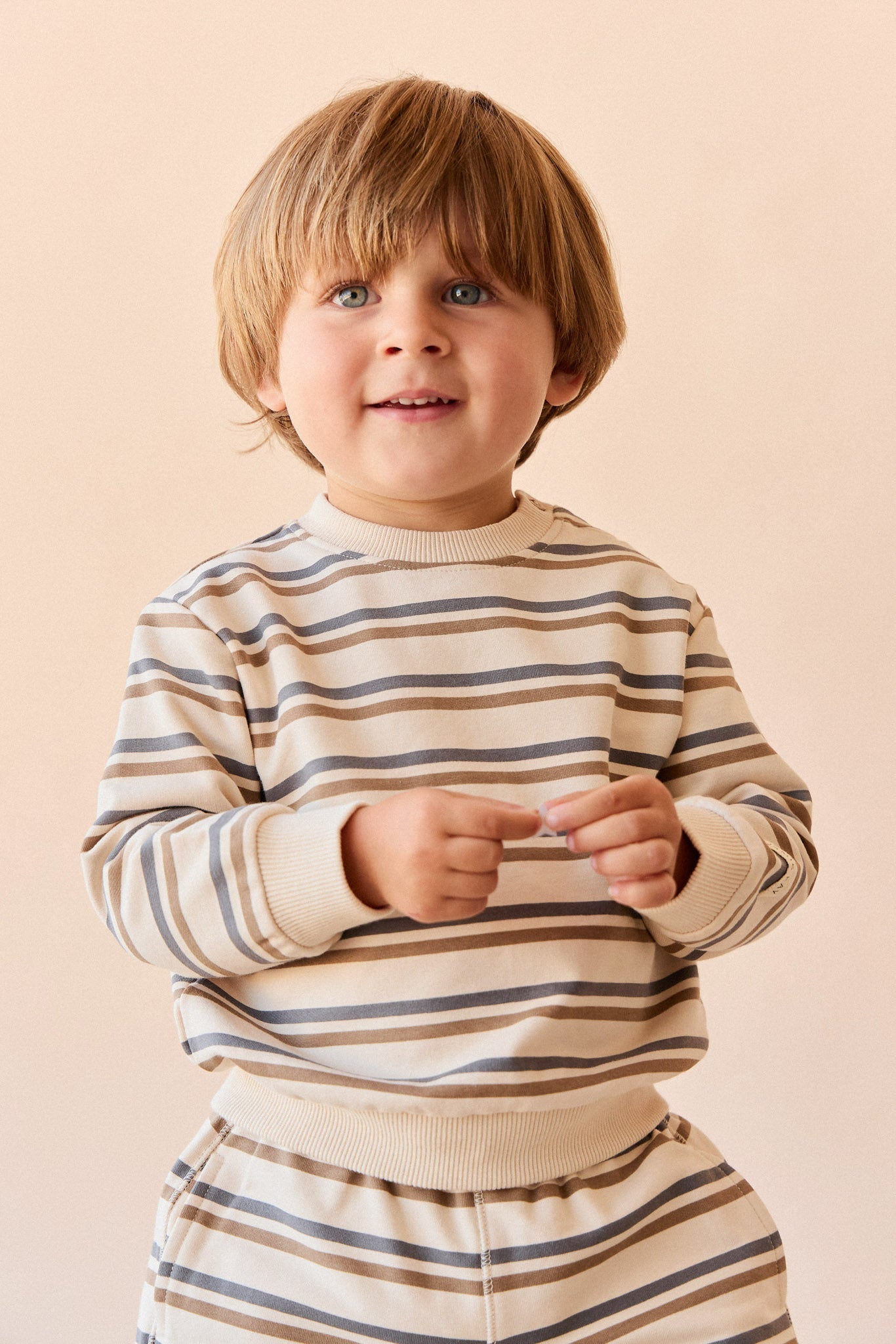 Pull Surdimensionné en Coton Bio avec Rayures Mer du Nord, Ouverture Boutons Pression pour Enfants 6M–8A