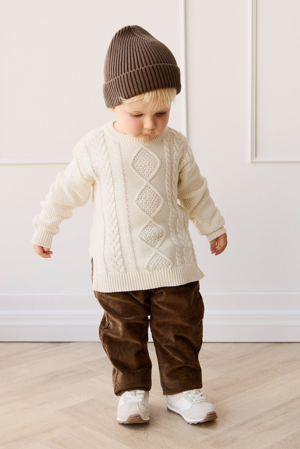 Pantalon Classique en Coton Uni Espresso avec Taille Élastique Confort Extensible pour Enfants 6M–8A