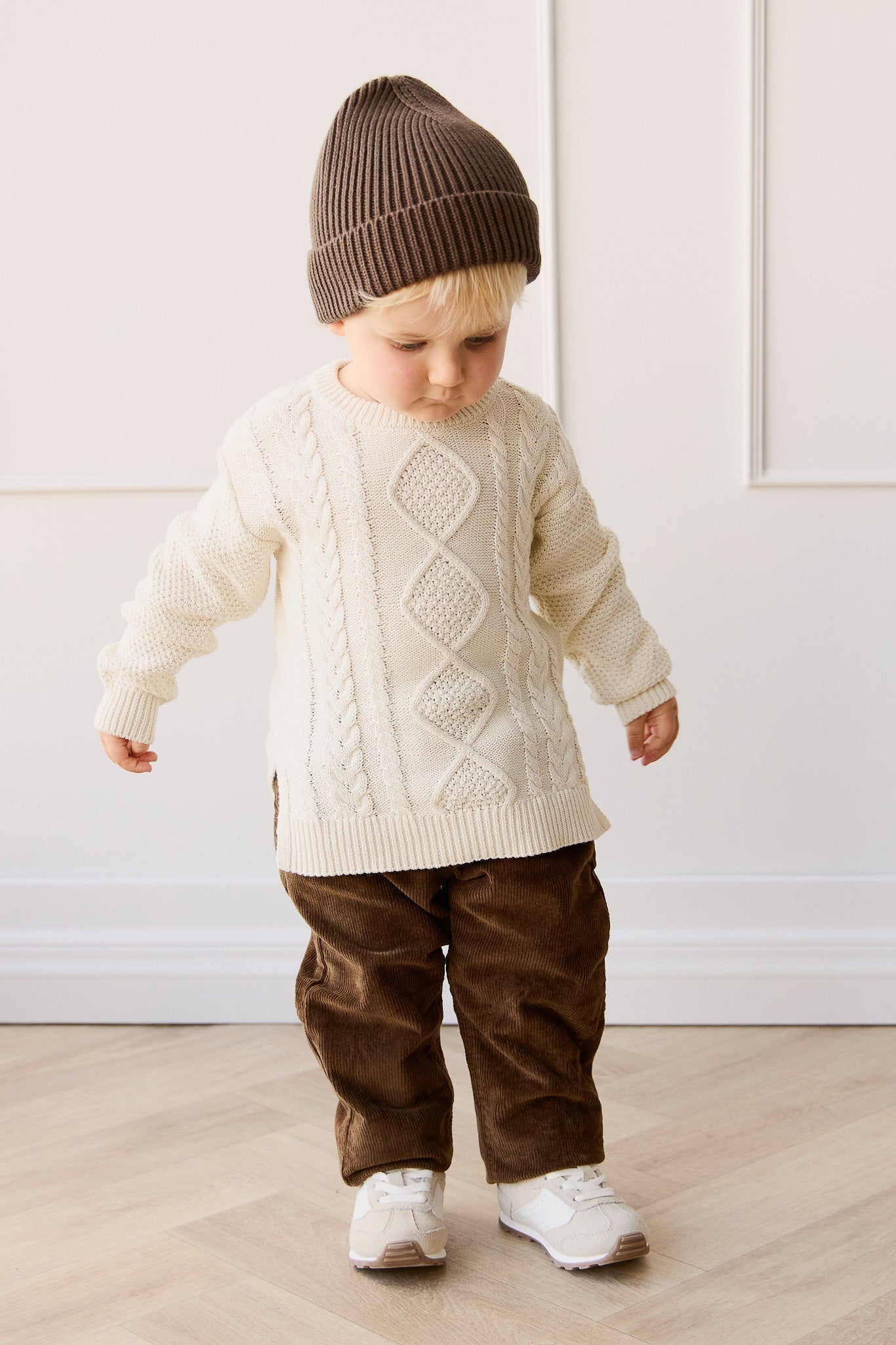 Pantalon Classique en Coton Uni Espresso avec Taille Élastique Confort Extensible pour Enfants 6M–8A