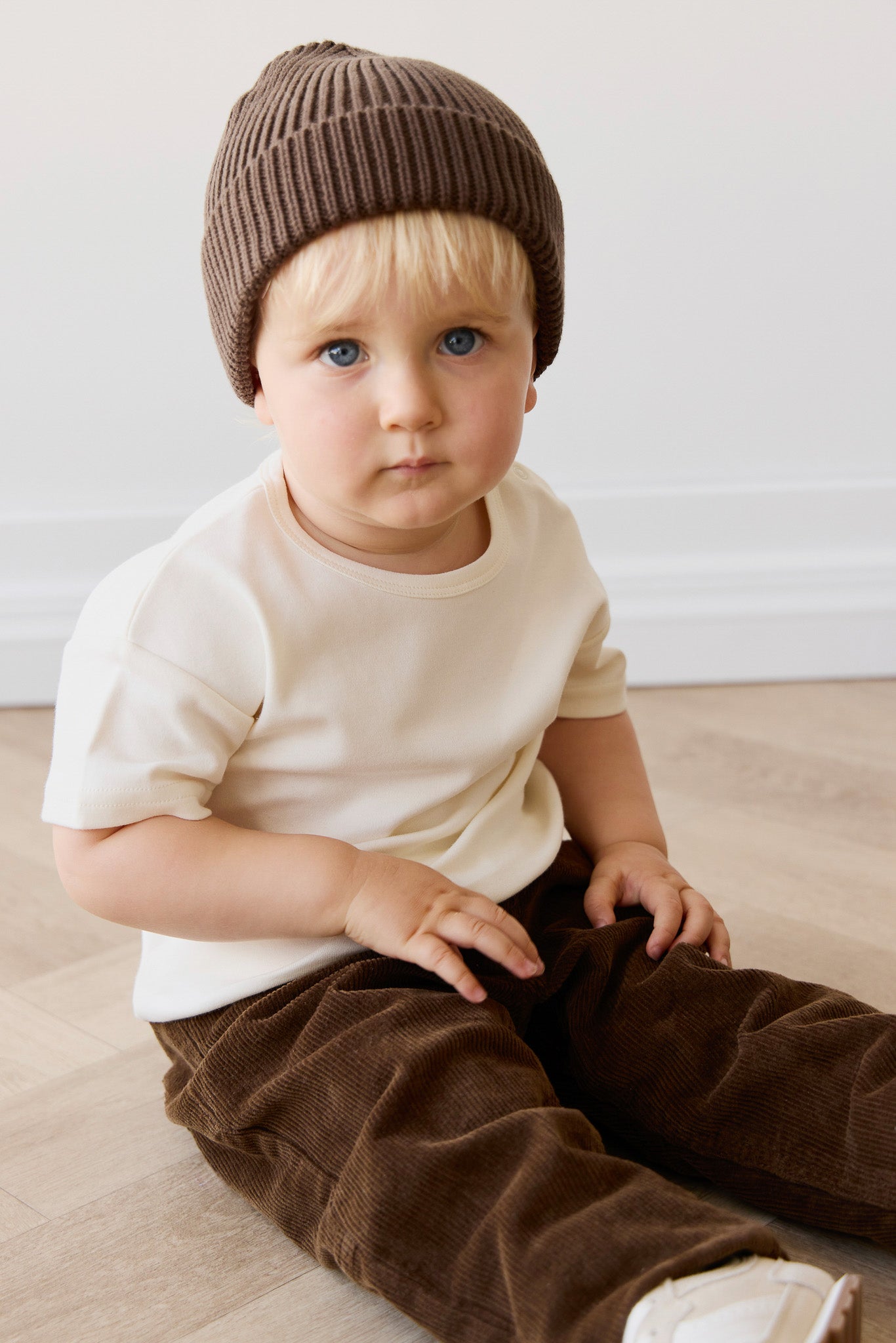 Pantalon Classique en Coton Uni Espresso avec Taille Élastique Confort Extensible pour Enfants 6M–8A