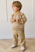 Pantalon en coton uni rotin naturel avec taille élastique et élasticité douce pour enfants de 6 mois à 8 ans