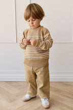 Pantalon en coton uni rotin naturel avec taille élastique et élasticité douce pour enfants de 6 mois à 8 ans