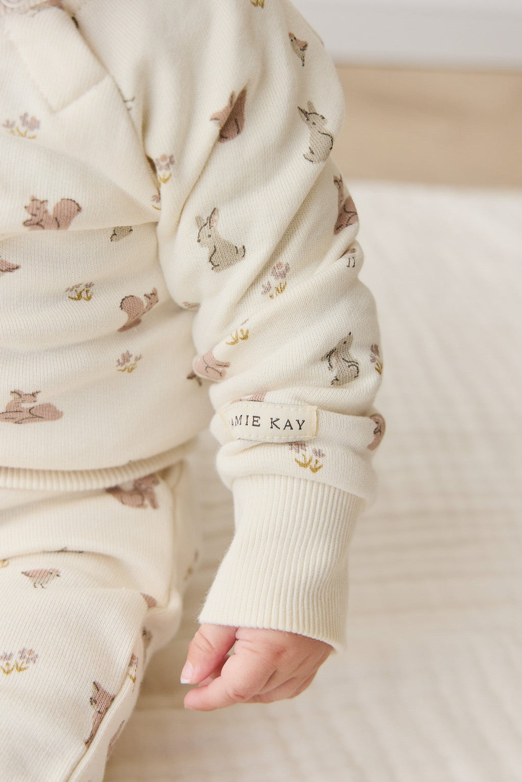 Sweat-shirt décontracté unisexe en coton bio imprimé Forêt et Amis, avec boutons sur l'épaule pour enfants de 0 à 8 ans