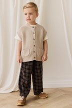 Gilet en tricot de coton uni avec fermeture boutonnée et poche pour enfants de 0 à 8 ans