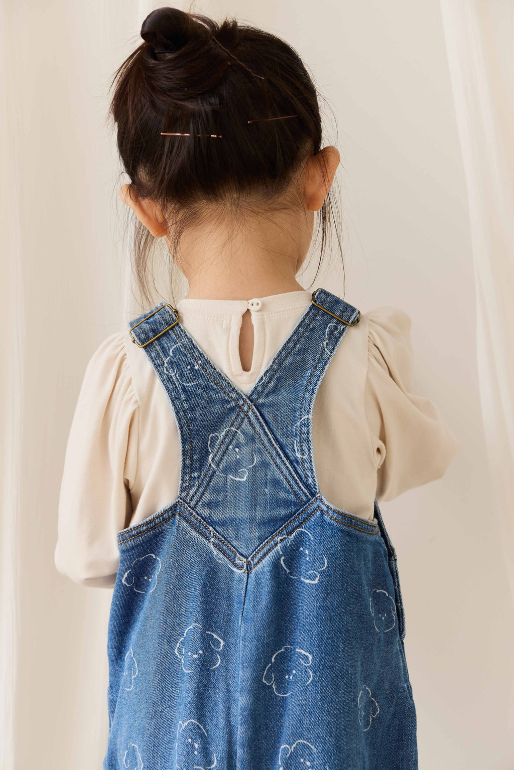Salopette en jean décontractée en coton imprimé brodé à bretelles réglables, coupe décontractée pour enfants de 6 mois à 6 ans
