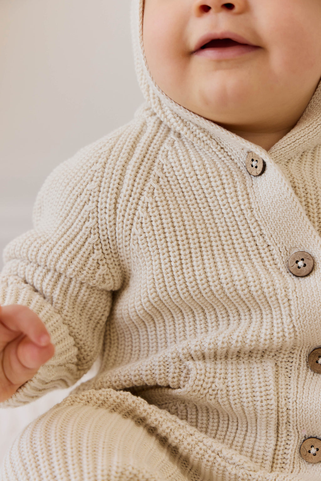 Barboteuse fantaisie unie en coton tricoté, avec capuche à oreilles et boutonnage sur le devant, pour bébés de 0 à 3 ans
