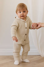 Barboteuse fantaisie unie en coton tricoté, avec capuche à oreilles et boutonnage sur le devant, pour bébés de 0 à 3 ans
