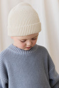Pull en coton maille unie bleu aurore classique avec poignets côtelés, design superposé pour enfants de 6 mois à 8 ans