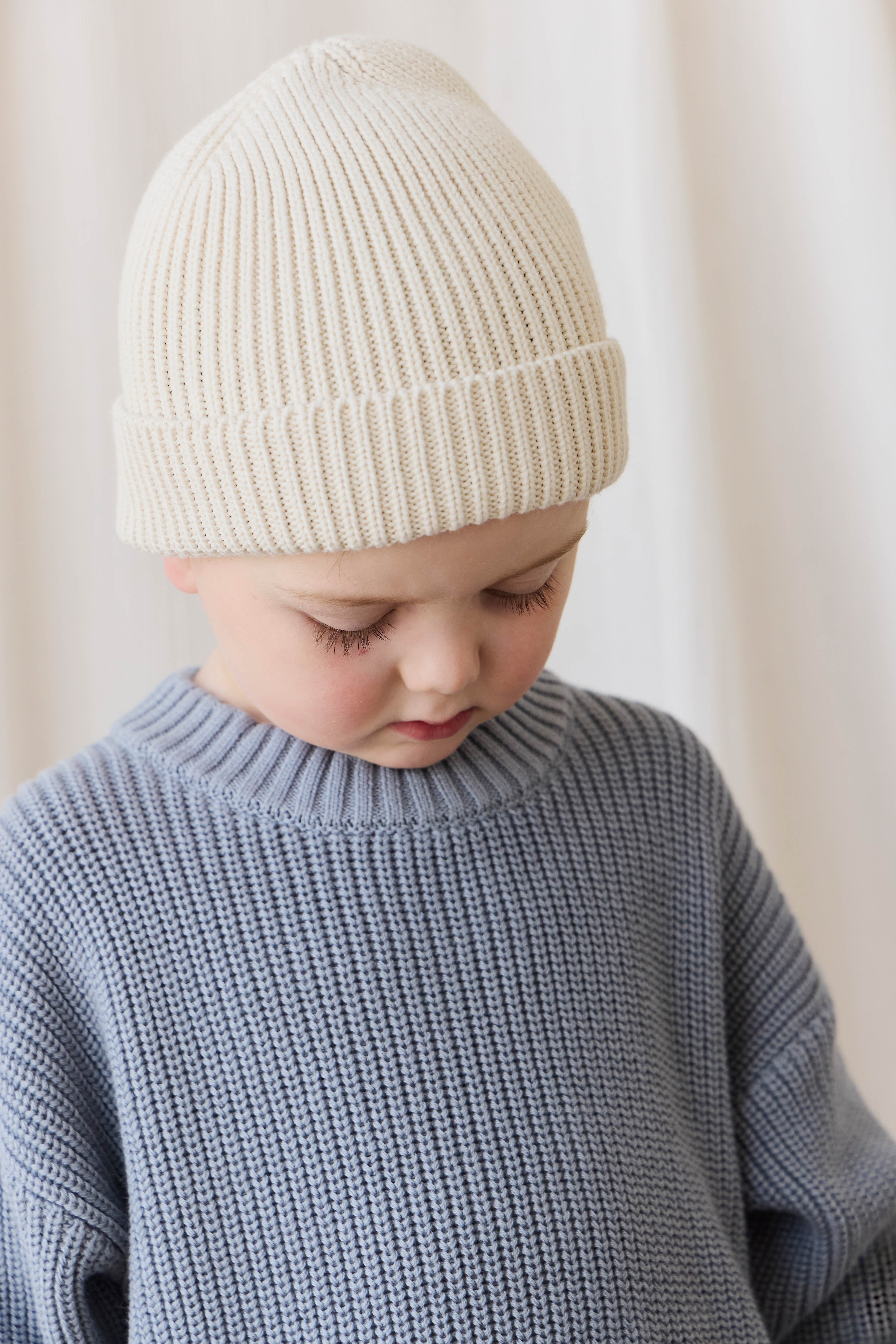 Pull en coton maille unie bleu aurore classique avec poignets côtelés, design superposé pour enfants de 6 mois à 8 ans