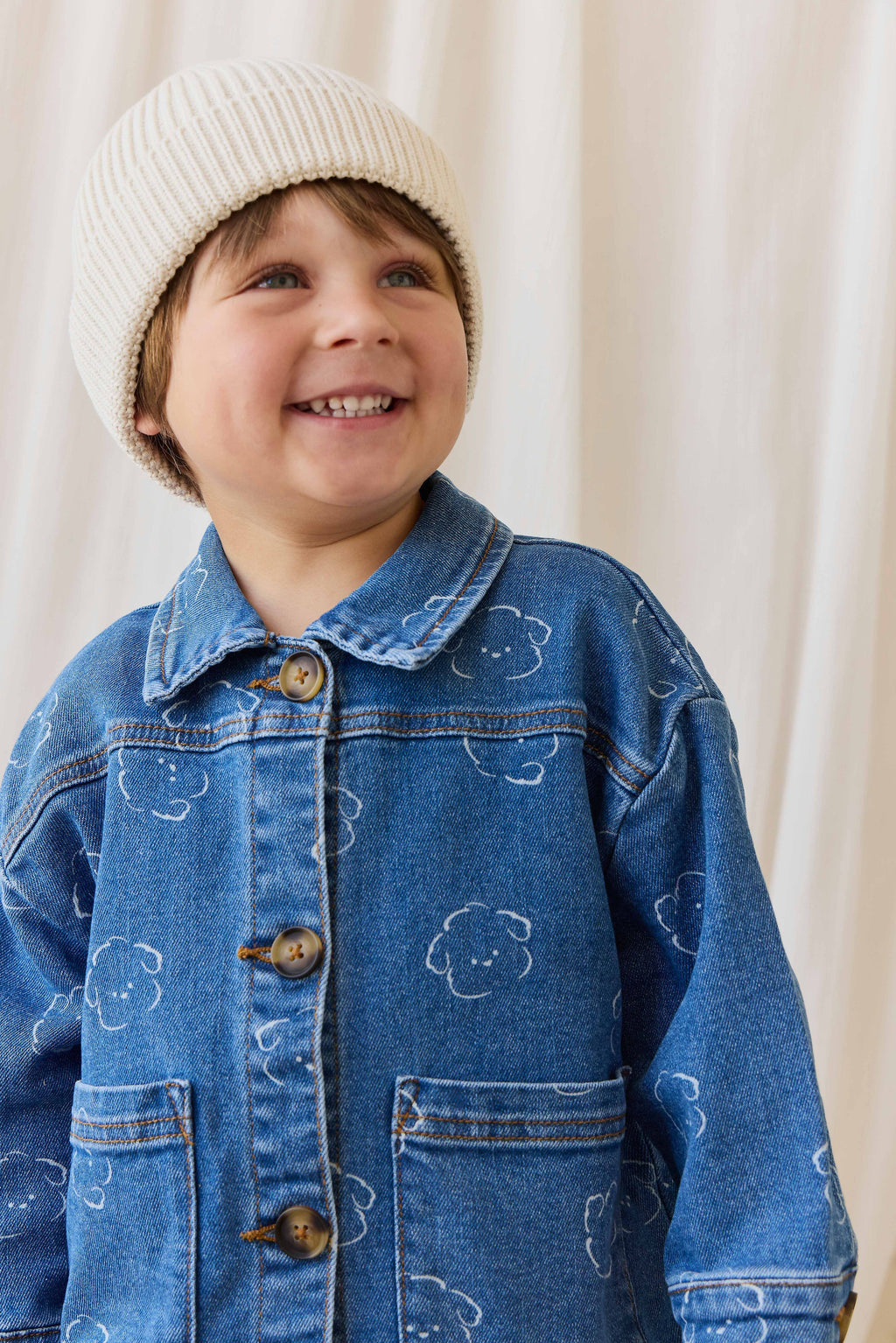 Bonnet en Coton Tricoté Uni Caramel Doux avec Bord Replié Coupe Confortable pour Bébés et Tout-petits