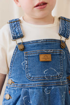 Salopette en jean décontractée en coton imprimé brodé à bretelles réglables, coupe décontractée pour enfants de 6 mois à 6 ans