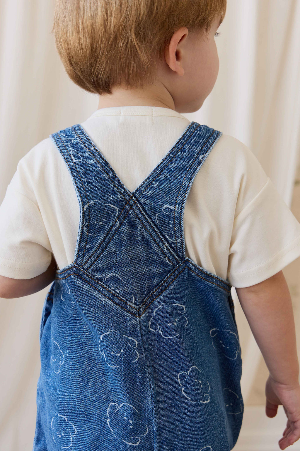 Salopette en jean décontractée en coton imprimé brodé à bretelles réglables, coupe décontractée pour enfants de 6 mois à 6 ans
