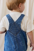 Salopette en jean décontractée en coton imprimé brodé à bretelles réglables, coupe décontractée pour enfants de 6 mois à 6 ans