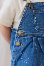 Salopette en jean décontractée en coton imprimé brodé à bretelles réglables, coupe décontractée pour enfants de 6 mois à 6 ans