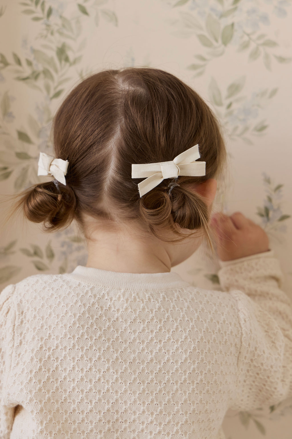 Barrettes en polyester unies couleur maïs neutre avec nœud, lot de deux, pour filles 3 ans et plus