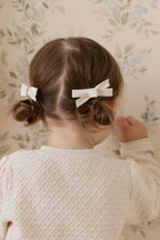 Barrettes en polyester unies couleur maïs neutre avec nœud, lot de deux, pour filles 3 ans et plus