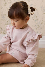 Short en coton biologique à imprimé chaton Mauve ludique avec taille à nœud pour filles de 6 mois à 10 ans