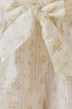 Pantalon large en coton biologique à imprimé floral parchemin romantique avec nœud à la taille pour filles de 6 mois à 10 ans