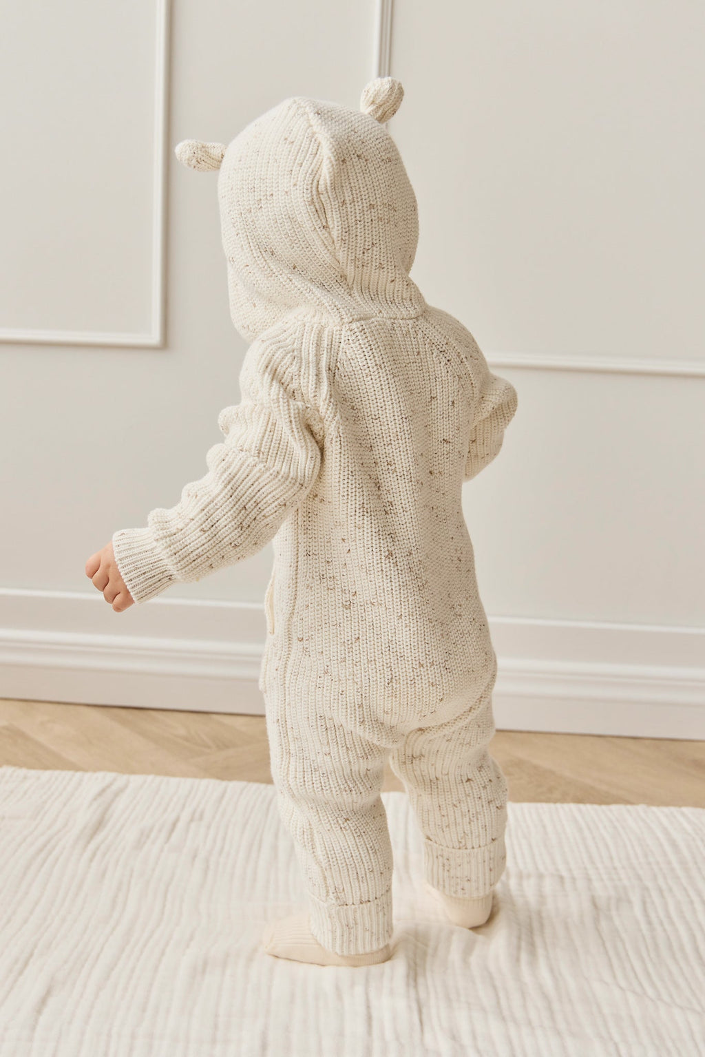 Grenouillère en maille unie mouchetée de pistache fraîche en coton avec fermeture à pression Chaleur douillette pour bébés de 0 à 3 ans