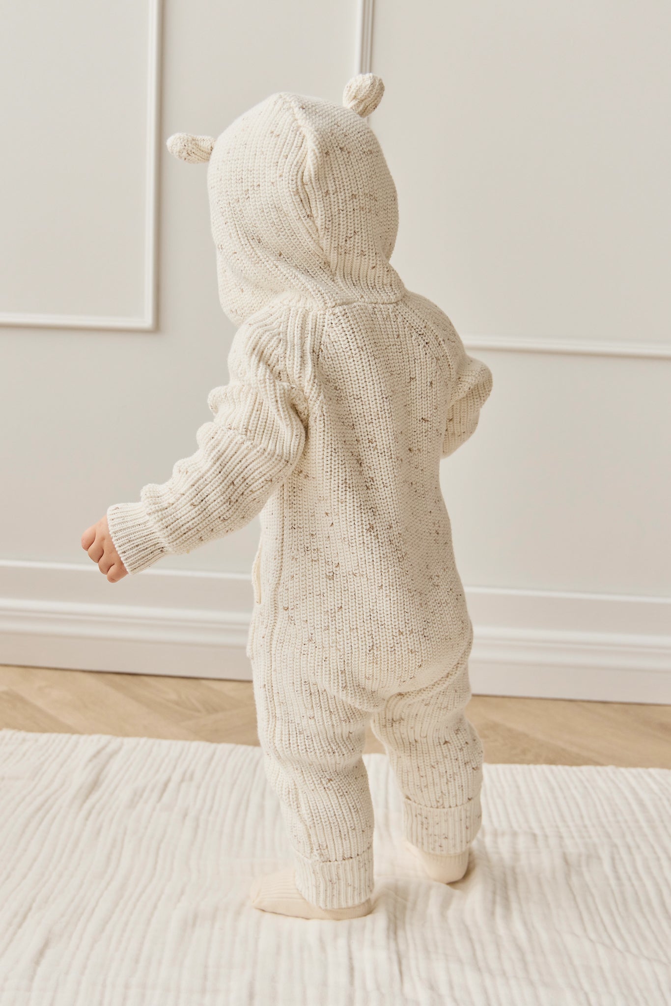 Grenouillère en maille unie mouchetée de pistache fraîche en coton avec fermeture à pression Chaleur douillette pour bébés de 0 à 3 ans