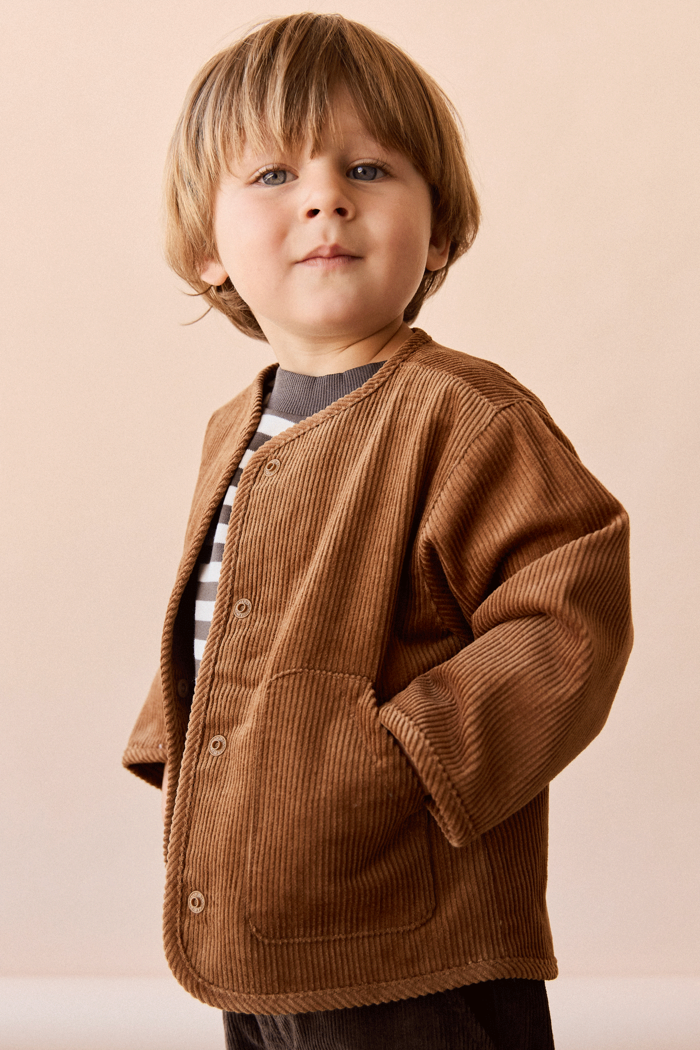 Veste en Coton Uni et Neutre avec Coupe Structurée, Chaleur pour les Jeux en Extérieur des Enfants de 6 Mois à 10 Ans