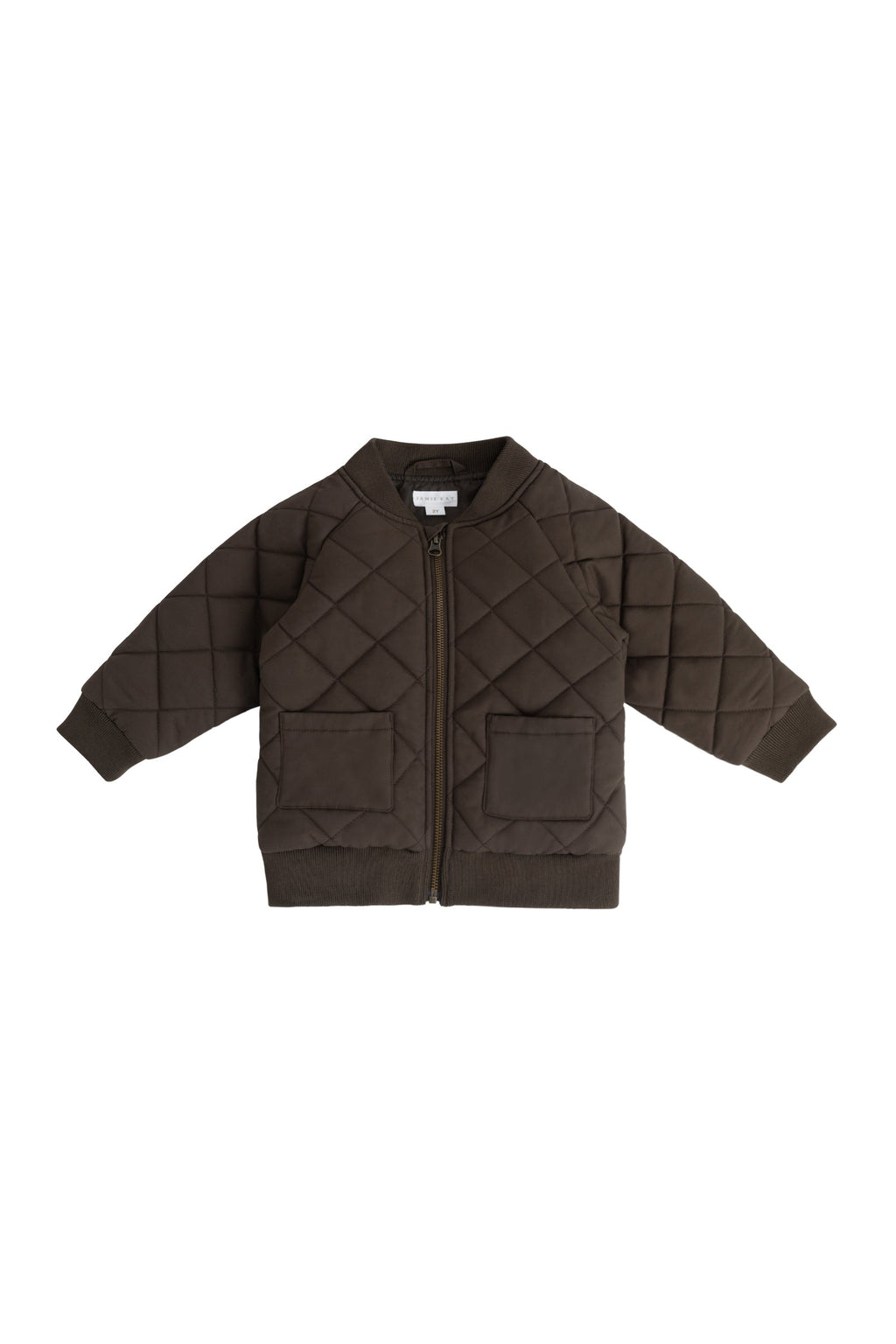 Veste en coton recyclé, coloris marron foncé, doublure chaude, pour le jeu en extérieur des enfants de 1 à 8 ans