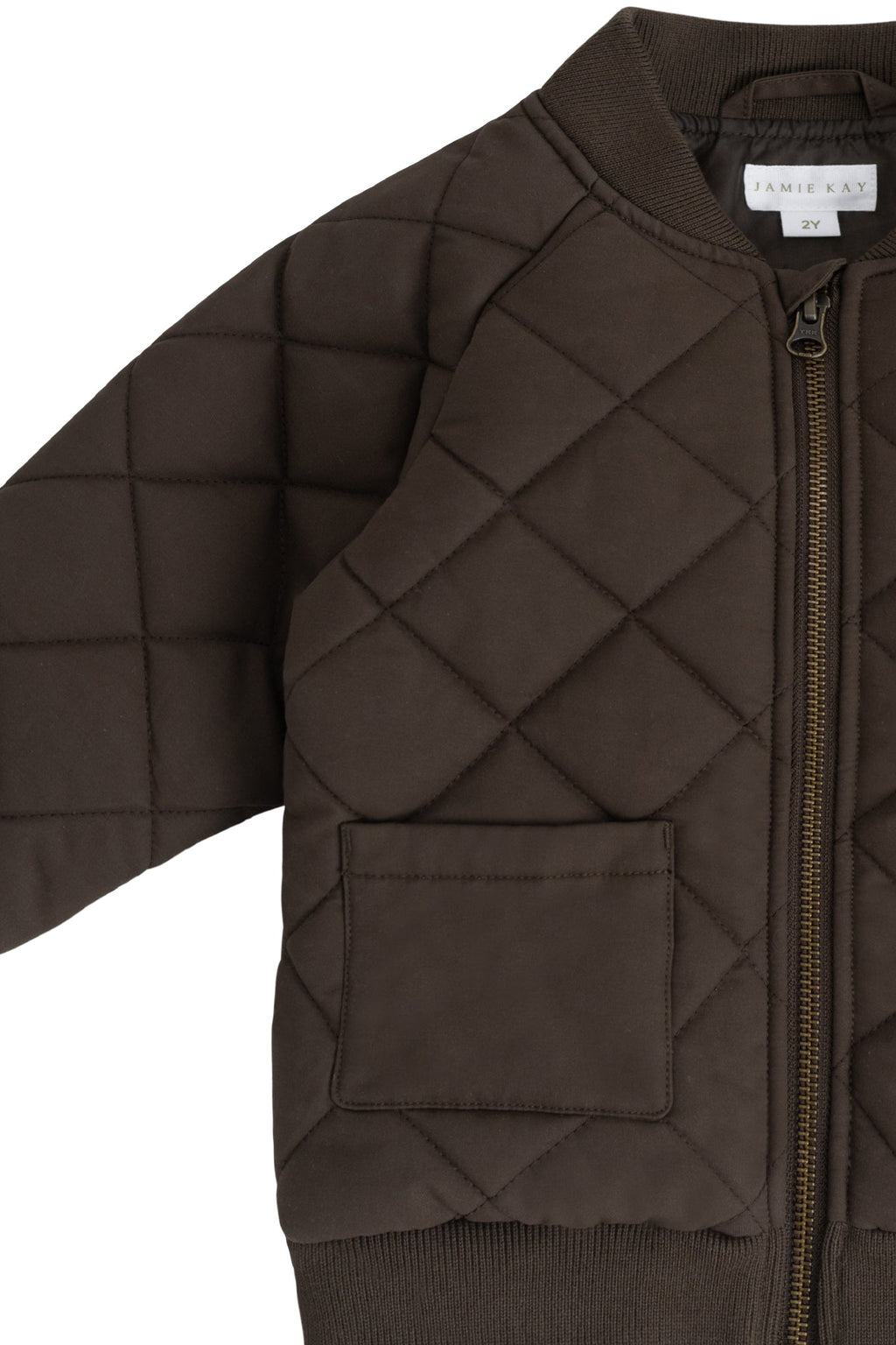 Veste en coton recyclé, coloris marron foncé, doublure chaude, pour le jeu en extérieur des enfants de 1 à 8 ans