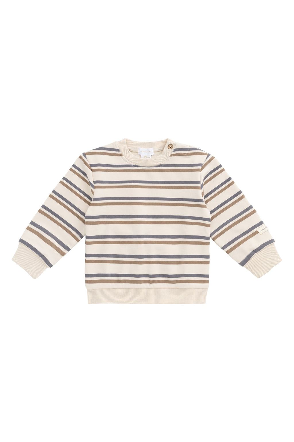 Pull Surdimensionné en Coton Bio avec Rayures Mer du Nord, Ouverture Boutons Pression pour Enfants 6M–8A