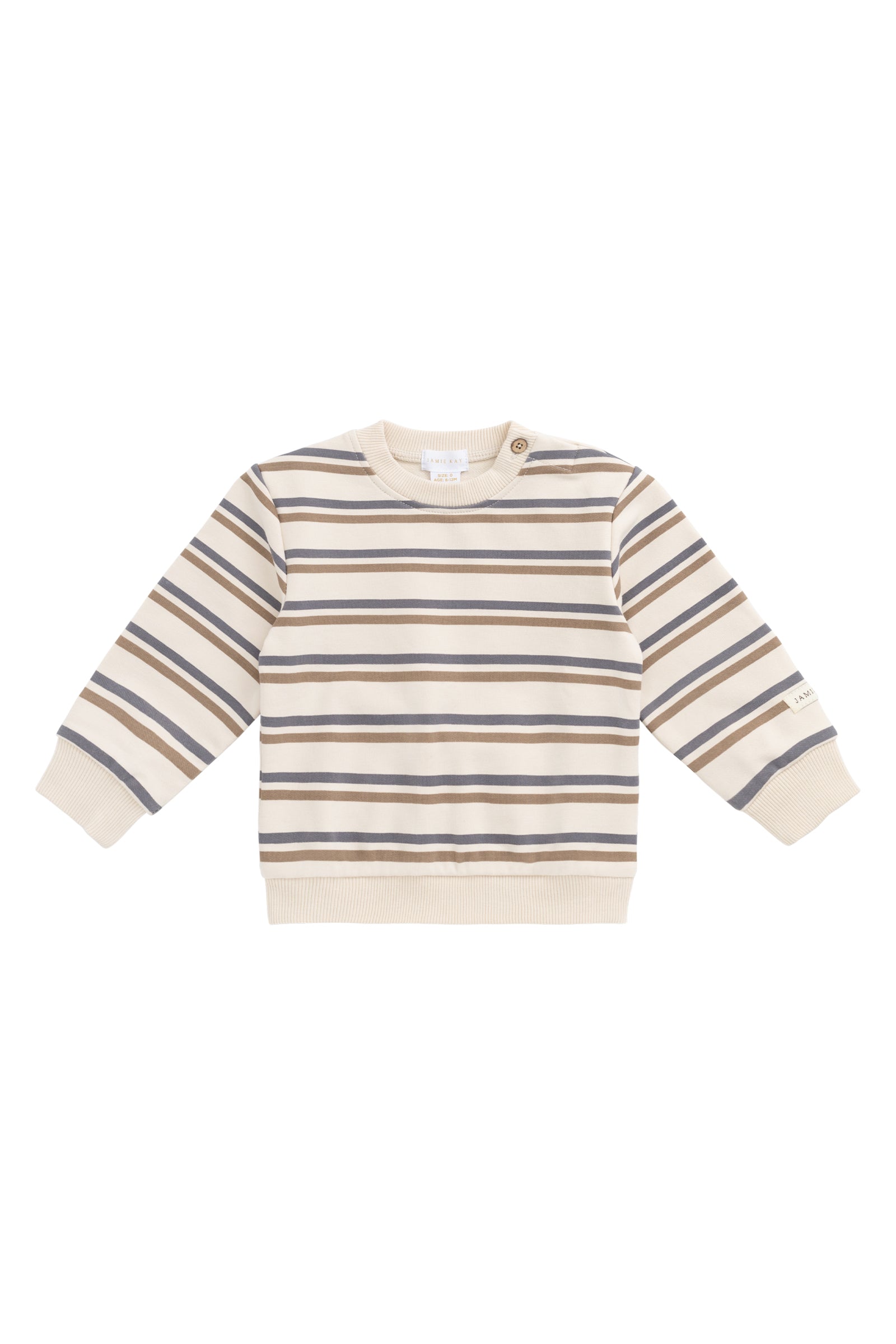 Pull Surdimensionné en Coton Bio avec Rayures Mer du Nord, Ouverture Boutons Pression pour Enfants 6M–8A