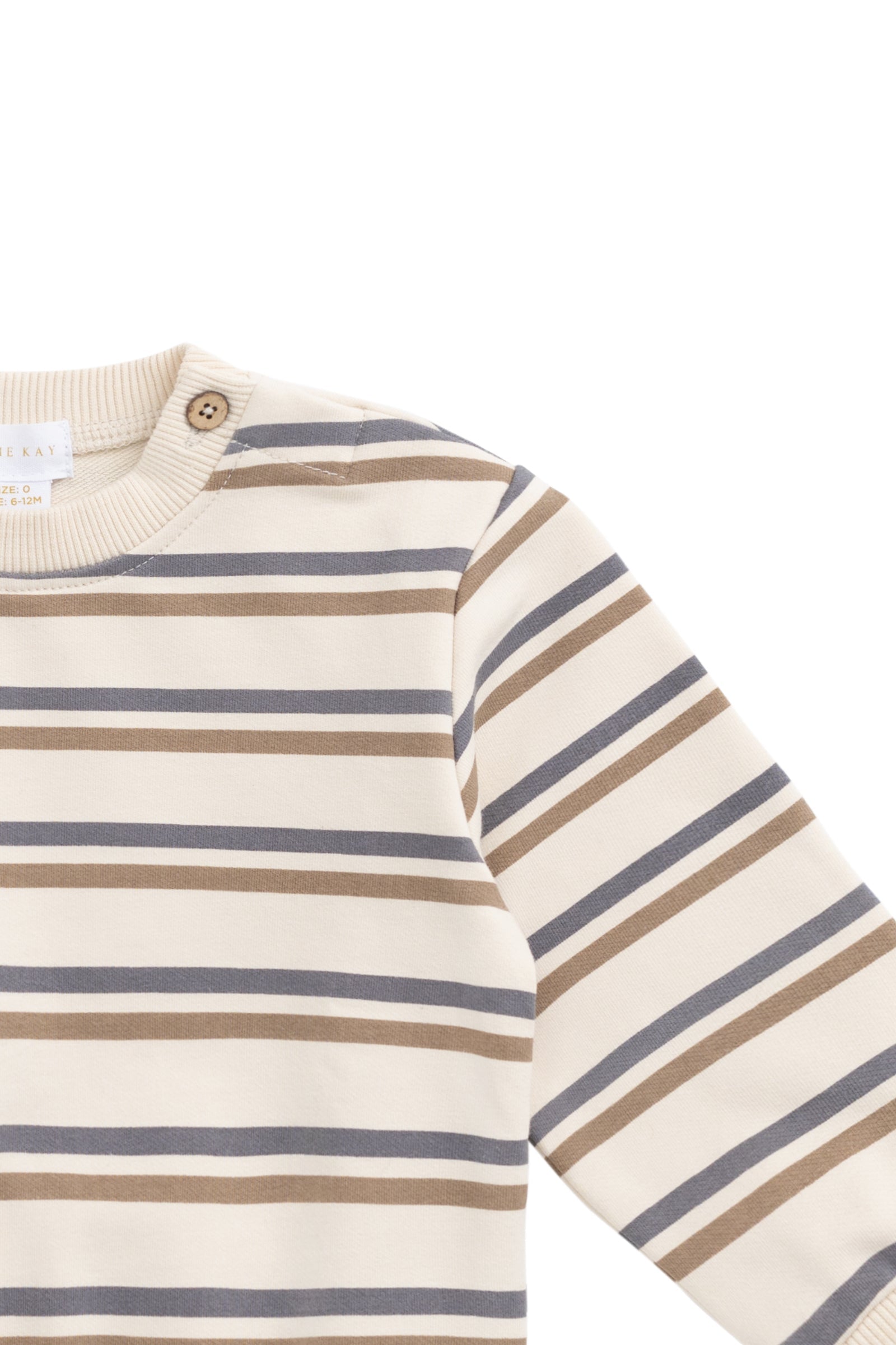 Pull Surdimensionné en Coton Bio avec Rayures Mer du Nord, Ouverture Boutons Pression pour Enfants 6M–8A