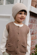Bonnet tricoté uni en coton doux et respirant avec revers pour bébés et tout-petits