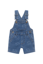 Salopette courte en jean décontractée en coton à imprimé nuage avec bretelles réglables et boutons-pression pour enfants de 6 mois à 8 ans