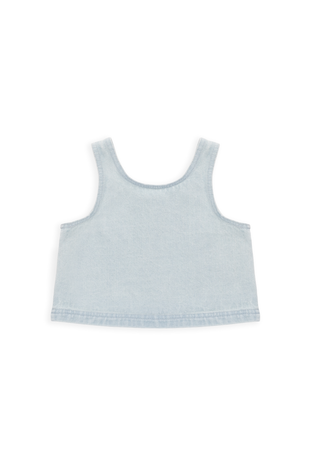Haut court en coton uni bleu nuage, léger et sans manches avec boutons au dos pour filles de 6 mois à 10 ans