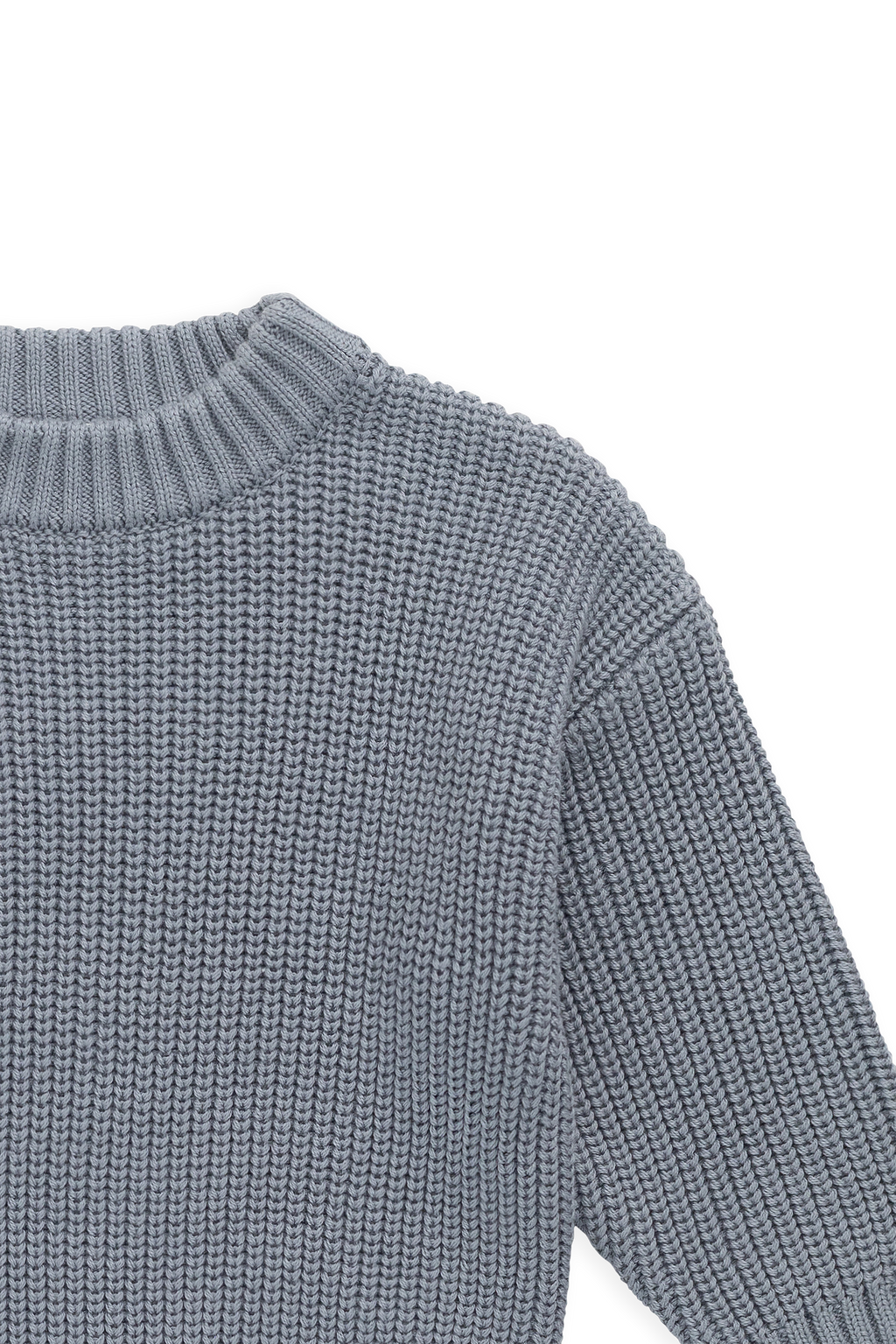 Pull en coton maille unie bleu aurore classique avec poignets côtelés, design superposé pour enfants de 6 mois à 8 ans