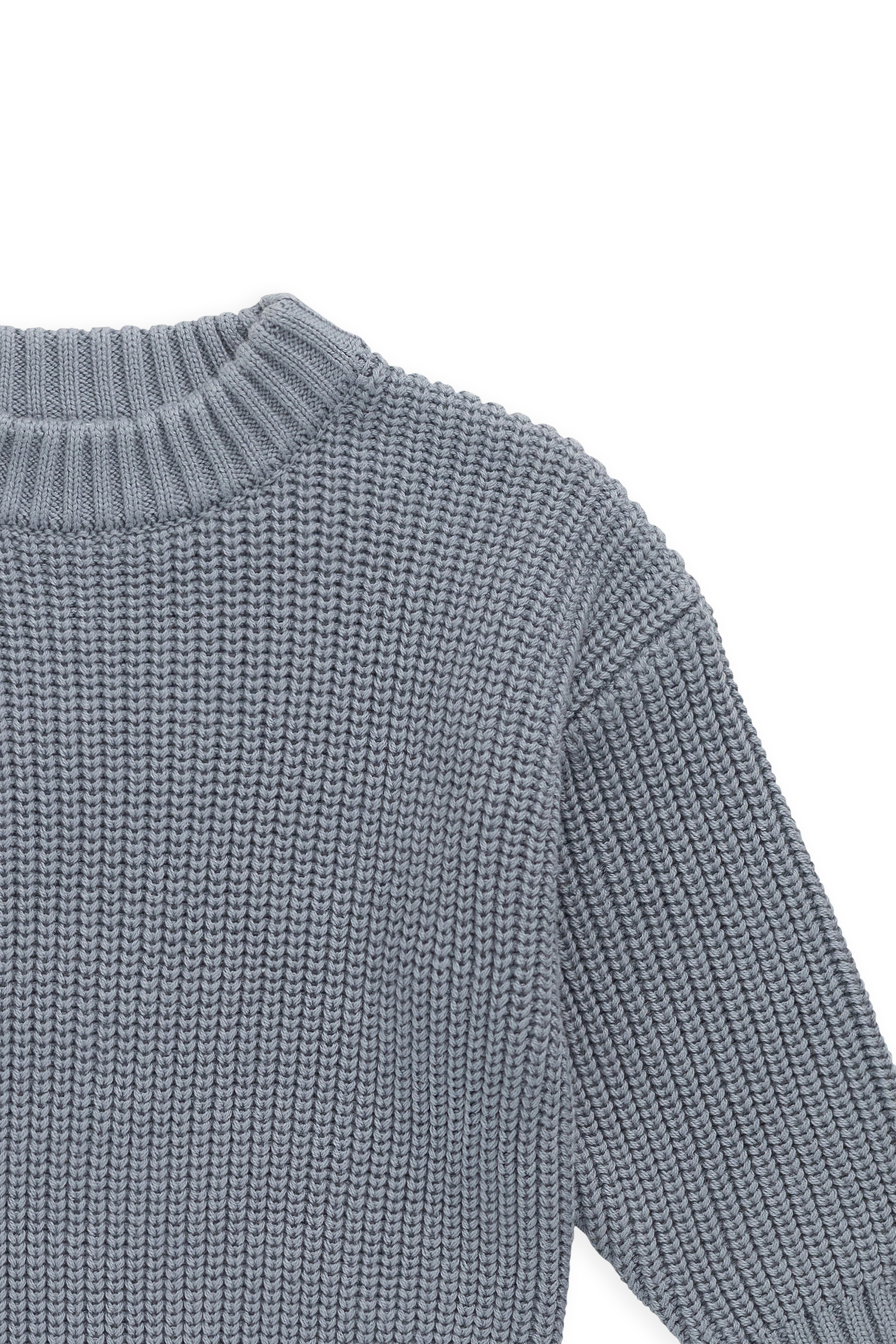 Pull en coton maille unie bleu aurore classique avec poignets côtelés, design superposé pour enfants de 6 mois à 8 ans
