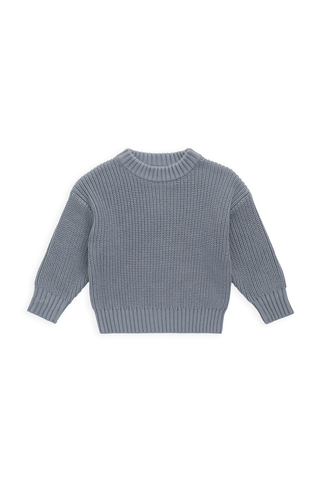 Pull en coton maille unie bleu aurore classique avec poignets côtelés, design superposé pour enfants de 6 mois à 8 ans