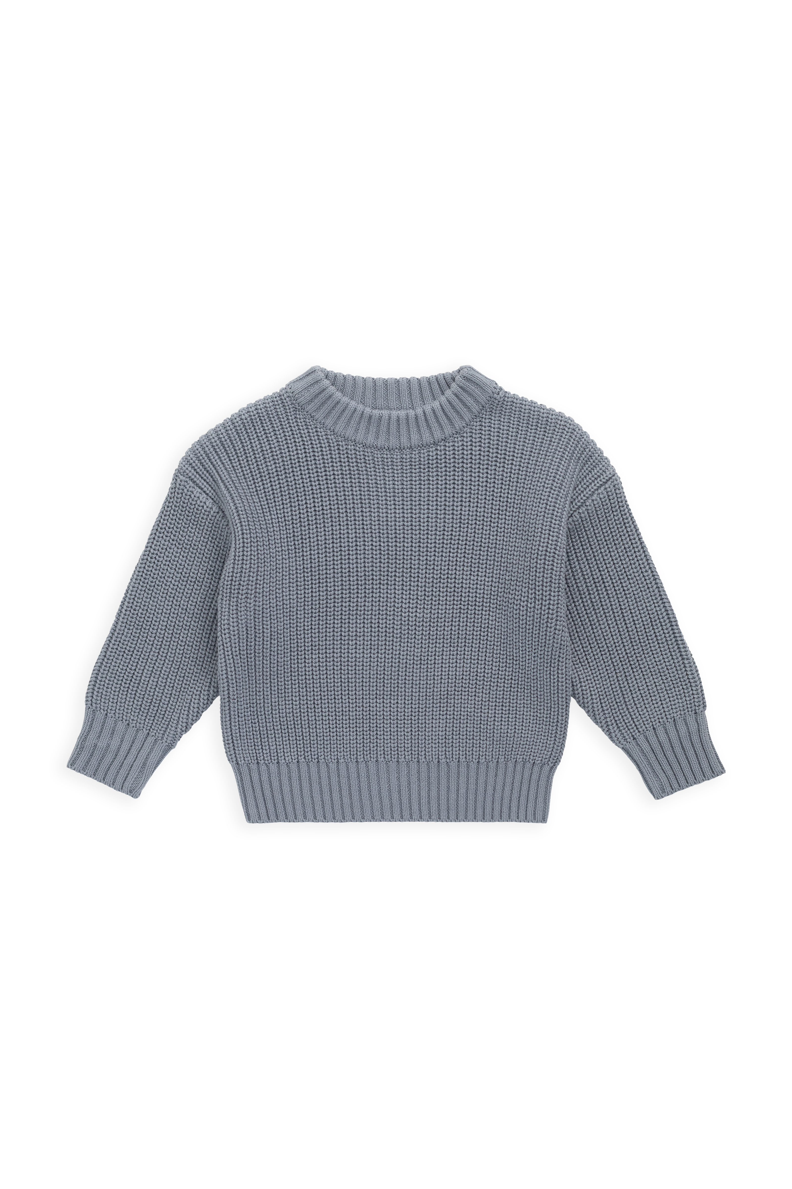 Pull en coton maille unie bleu aurore classique avec poignets côtelés, design superposé pour enfants de 6 mois à 8 ans