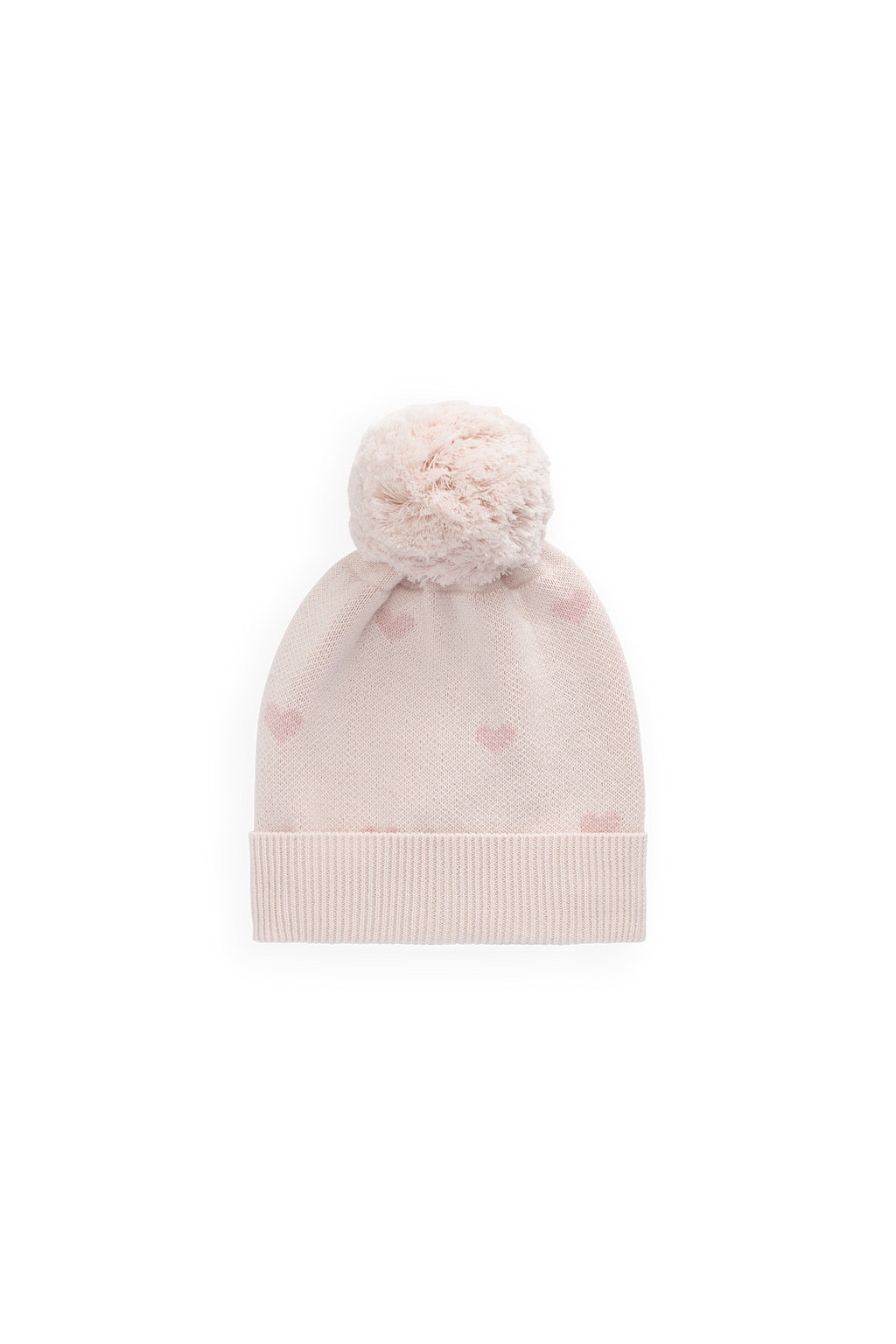 Bonnet en coton jacquard rose doux avec pompon pour filles par temps frais 0-2 ans et plus