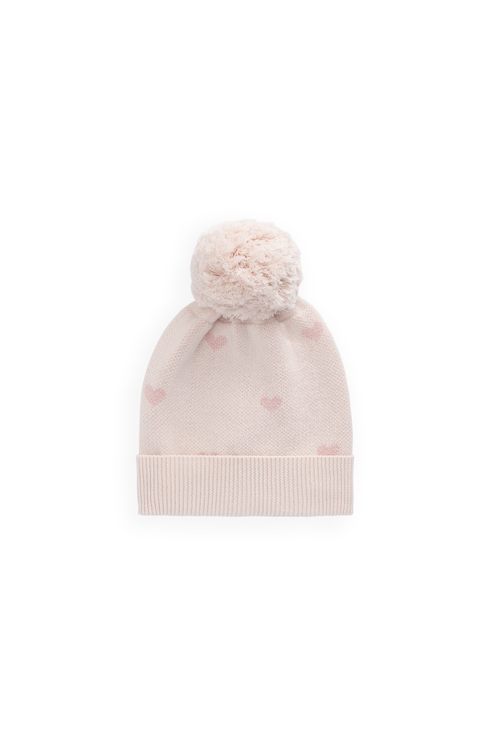 Bonnet en coton jacquard rose doux avec pompon pour filles par temps frais 0-2 ans et plus