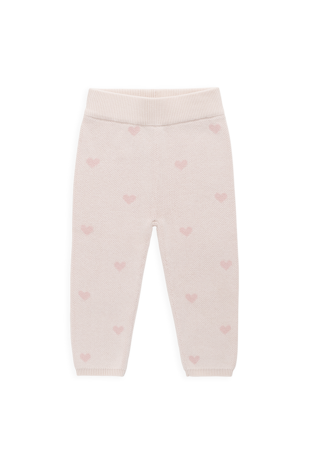 Legging en Coton Jacquard Cœur Rose Doux avec Ceinture Élastique Chaleur Douillette pour Filles 0M–5A